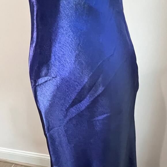 Vintage 90s Royal Blue Shimmer Iridescent Prom Formal Prom Dress Sz 6 - Picture 7 of 14